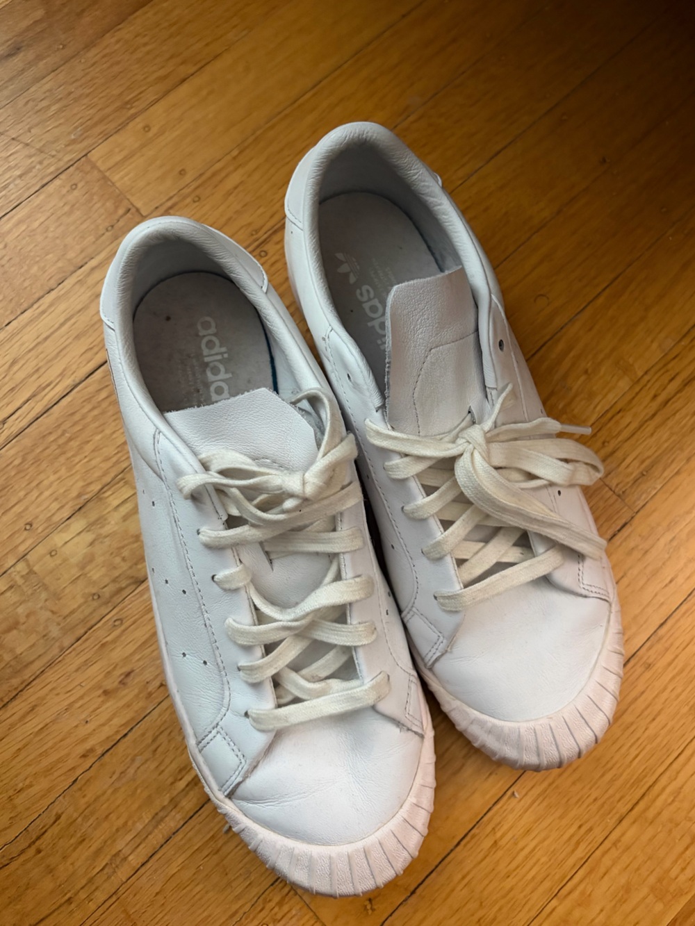 adidas White and pink Leather Low-Profile Sneakers